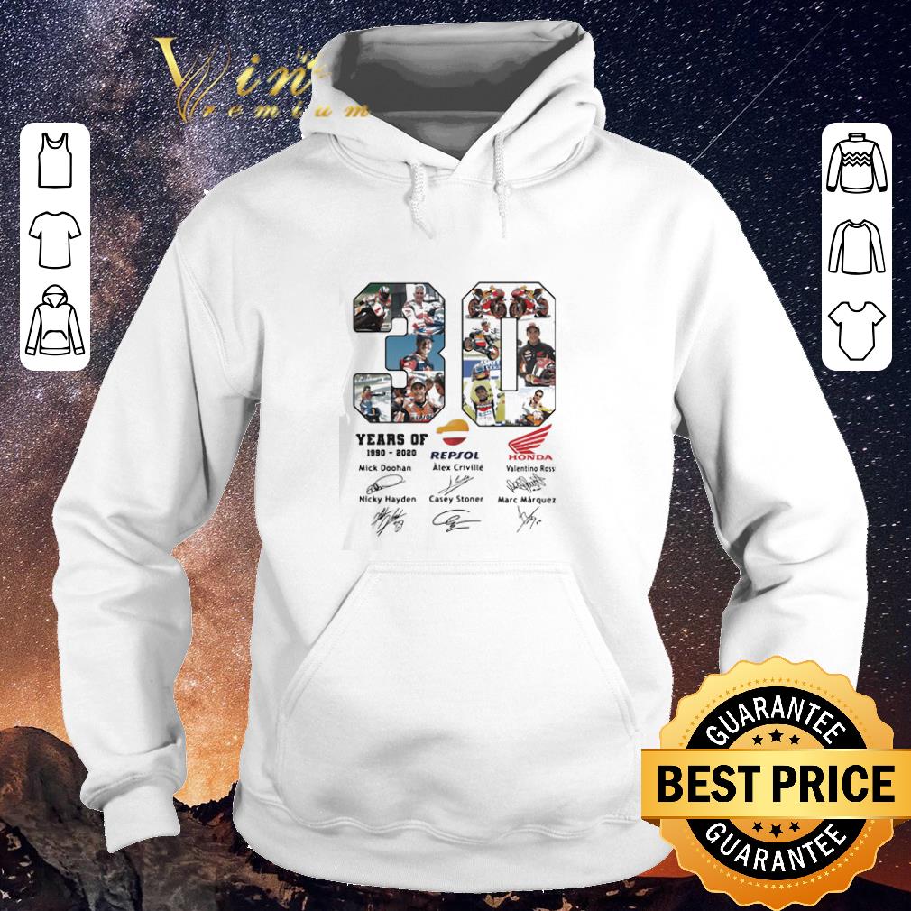 Official 30 years of 1990 2020 Repsol Honda Logo signatures shirt sweater 4 - Official 30 years of 1990-2020 Repsol Honda Logo signatures shirt sweater