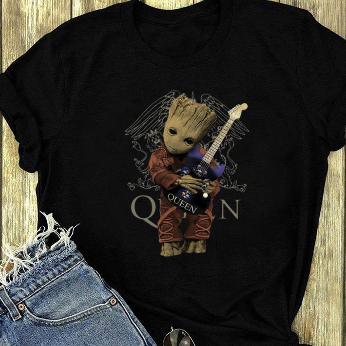 Pretty Baby Groot hug Queen guitar shirt 4 - Pretty Baby Groot hug Queen guitar shirt