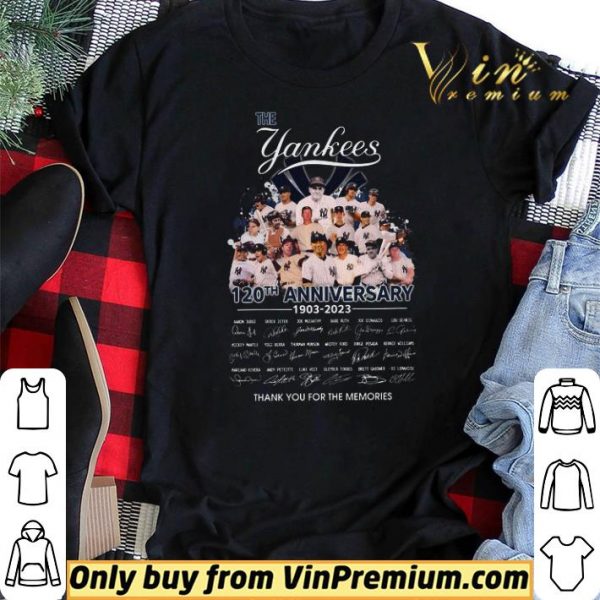 The Yankees 120th Anniversary 1903 2023 Signature Thank You For The Memories shirt sweater