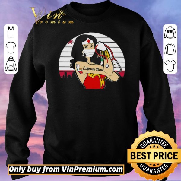 Funny Vintage Wonder Woman Tattoos California Nurse Covid-19 shirt sweater