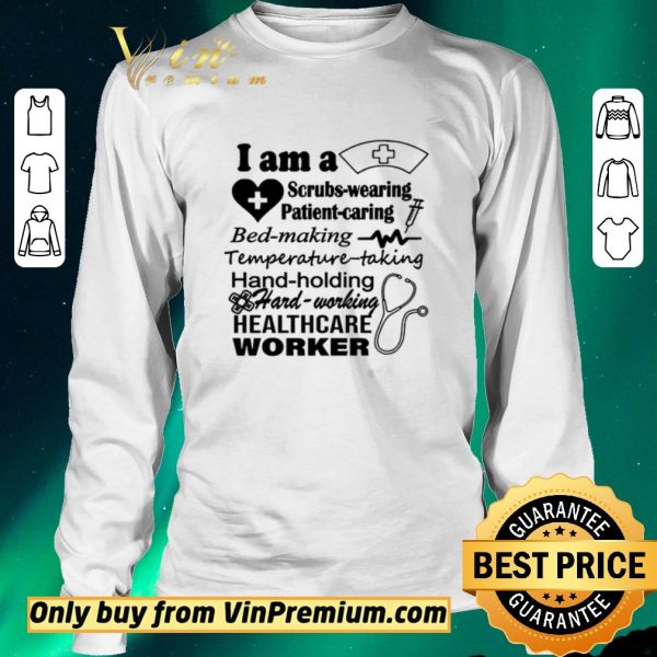 Original Scrubs Wearing Patient Caring Bed Making Temperature Taking Hand Holding Hard Working Healthcare Wo shirt sweater