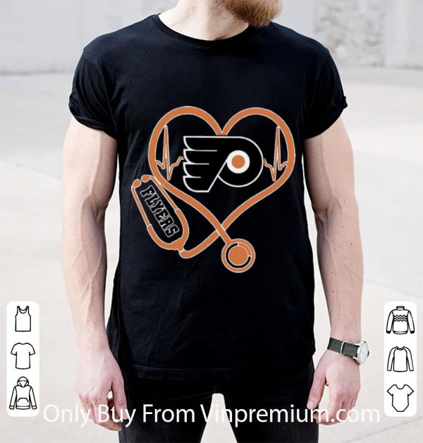 Pretty Philadelphia Flyers Nurse Heart Stethoscope Heartbeat shirt