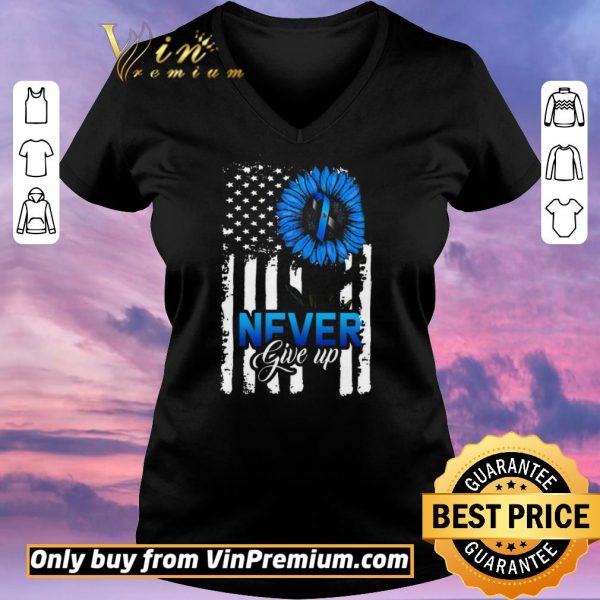 Official American Flag Sunflower Awareness Blue Never Give Up shirt sweater