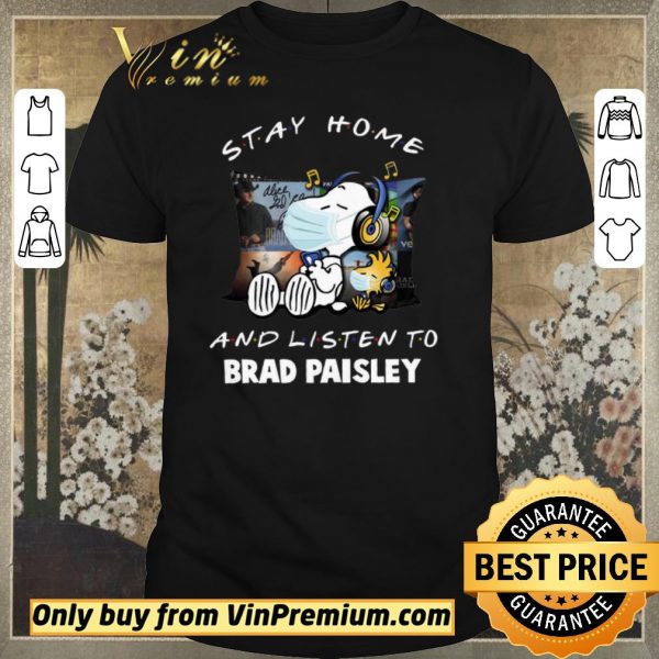 Official Snoopy Woodstock Mask Stay Home And Listen To Brad Paisley shirt sweater
