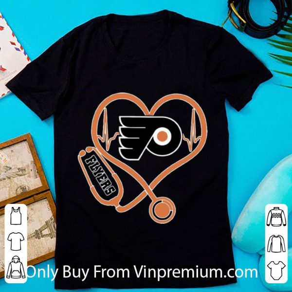 Pretty Philadelphia Flyers Nurse Heart Stethoscope Heartbeat shirt