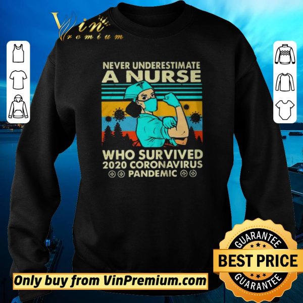Funny Never underestimate a nurse who survived 2020 Coronavirus vintage shirt sweater