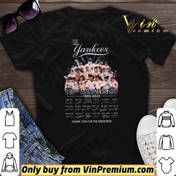 The Yankees 120th Anniversary 1903 2023 Signature Thank You For The Memories shirt sweater