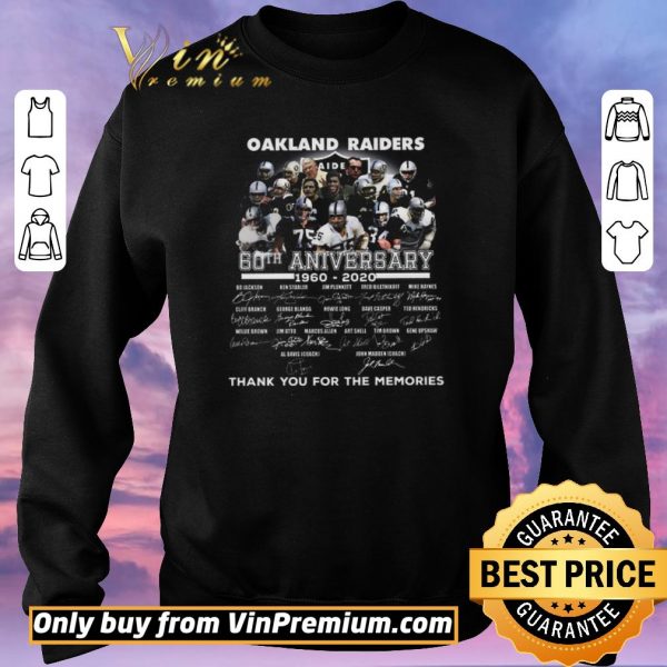 Official Oakland Raider 60th Anversary 1960 2020 Signature Thank You For The Memories shirt sweater