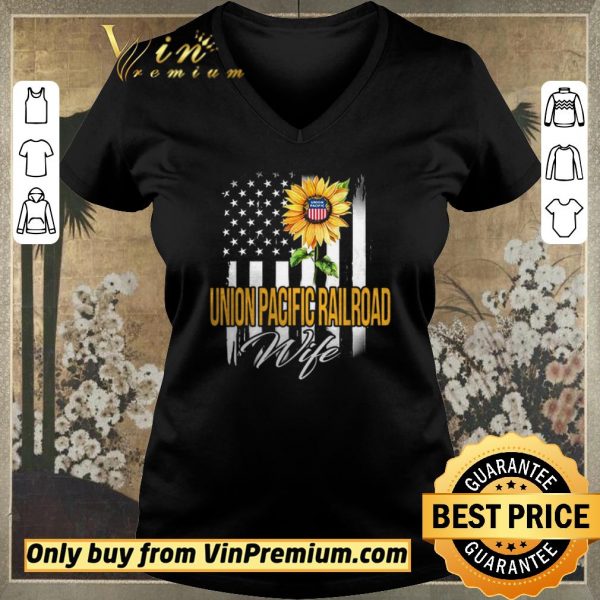 Pretty American Flag Sunflower Union Pacific Railroad Wife shirt sweater
