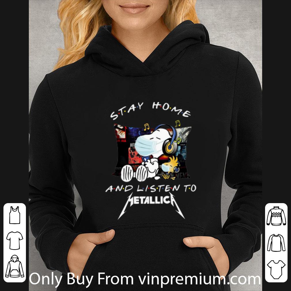 6ca2c5ad premium snoopy and woodstock stay home and listen to metallica shirt 4 - Premium Snoopy And Woodstock Stay Home And Listen To Metallica shirt