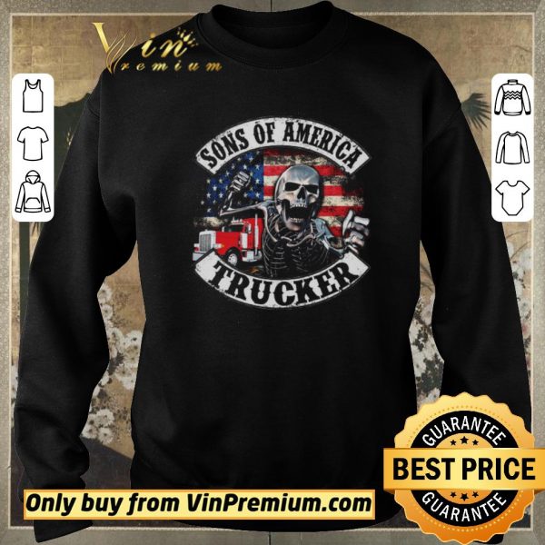 Pretty Skeleton Sons Of America Trucker American Flag shirt sweater