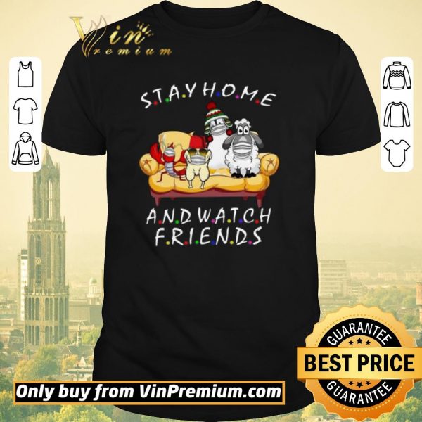 Awesome Stay Home And Watch Friends Cartoon COVID-19 shirt sweater