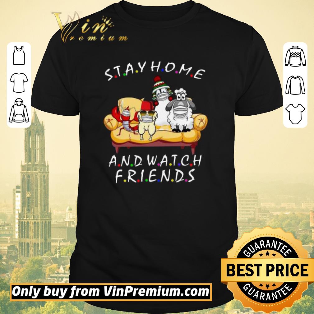 Awesome Stay Home And Watch Friends Cartoon COVID-19 shirt sweater