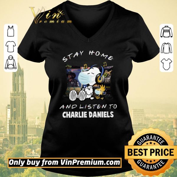 Nice Snoopy Woodstock Mask Stay Home And Listen To Charlie Daniels shirt sweater