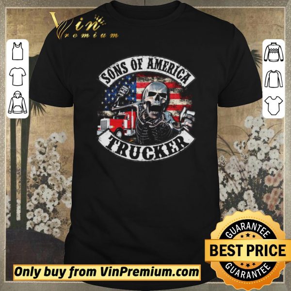 Pretty Skeleton Sons Of America Trucker American Flag shirt sweater
