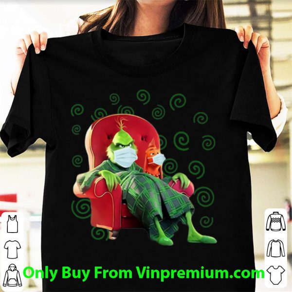 Top Grinch And Max Face Mask Stay At Home shirt