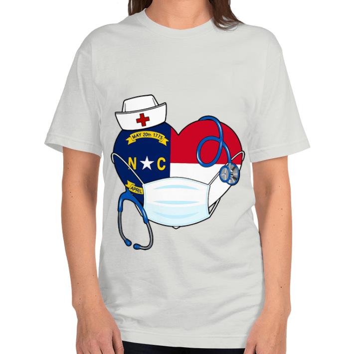 Beautiful Nurse Heart Stethoscope Mask North Carolina Flag shirt 4 - Beautiful Nurse Heart Stethoscope Mask North Carolina Flag shirt