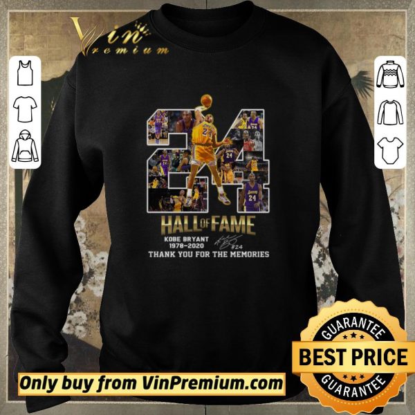 Funny 24 Hall Of Fame Kobe Bryant 1978 2020 Signature Thank You For The Memories shirt sweater