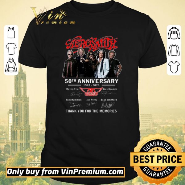 Funny Aerosmith 50 Th Anniversary 1970 2020 Signature Thank You For The Memories shirt sweater