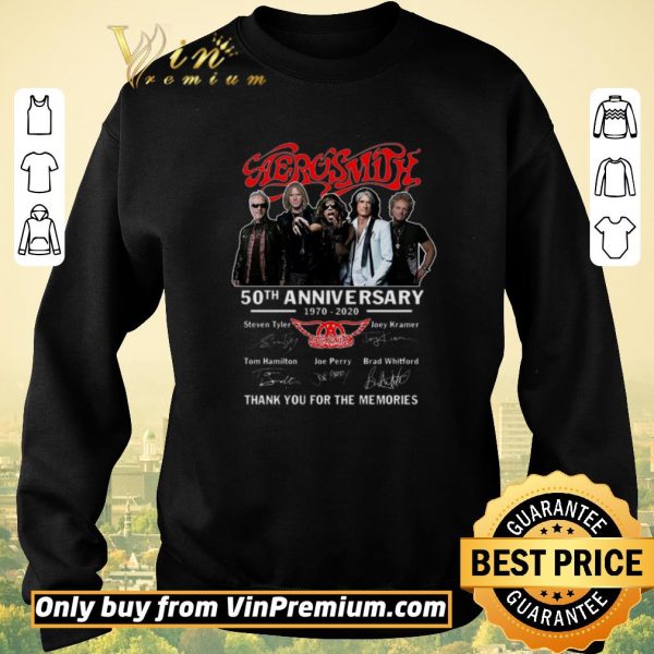 Funny Aerosmith 50 Th Anniversary 1970 2020 Signature Thank You For The Memories shirt sweater