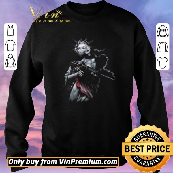 Funny Liberty Enlightening the World mask M4a1 gun American Flag shirt sweater