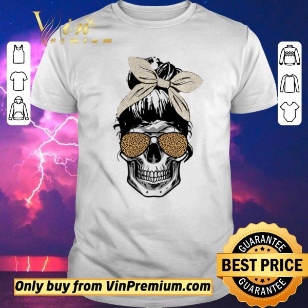 Funny Skull Girl Leopard Bow shirt sweater