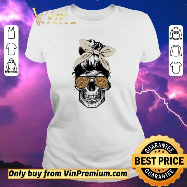 Funny Skull Girl Leopard Bow shirt sweater