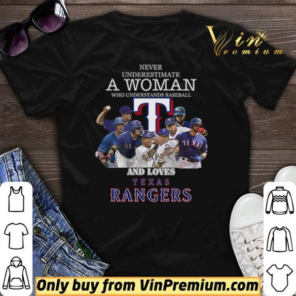 Never underestimate a woman who understands baseball and loves Rangers shirt sweater