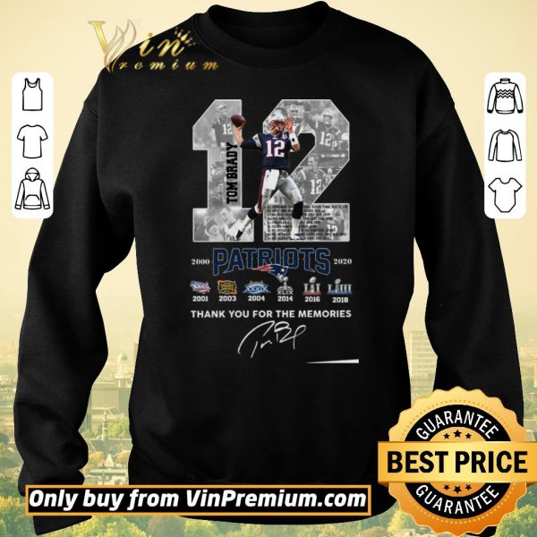 Official Tom Brady Patriots 2000 2020 Thank You For The Memories Signature shirt sweater