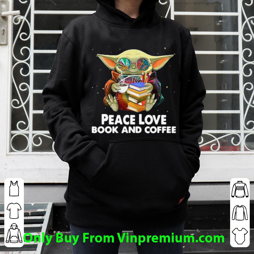 a10f125f official star wars baby yoda peace love book and coffee shirt 4 - Official Star Wars Baby Yoda Peace Love Book And Coffee shirt
