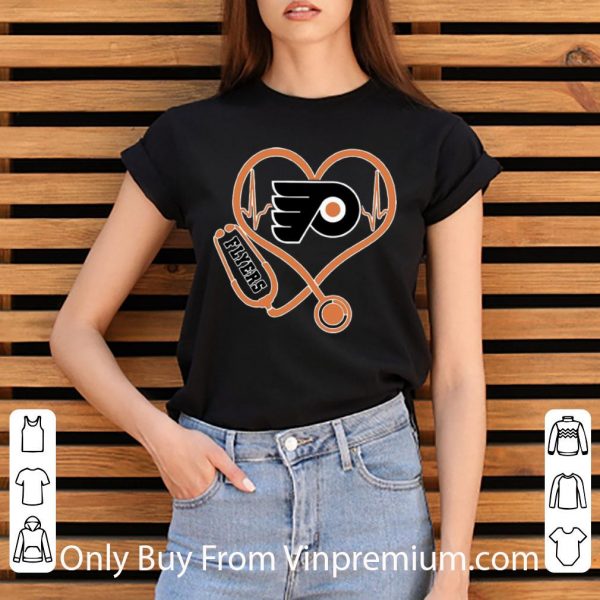 Pretty Philadelphia Flyers Nurse Heart Stethoscope Heartbeat shirt