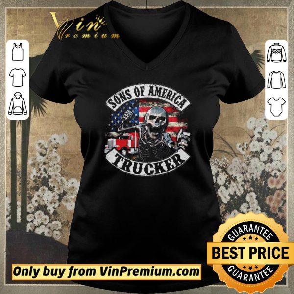 Pretty Skeleton Sons Of America Trucker American Flag shirt sweater