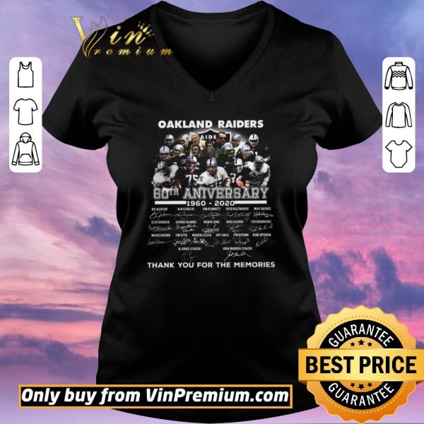 Official Oakland Raider 60th Anversary 1960 2020 Signature Thank You For The Memories shirt sweater
