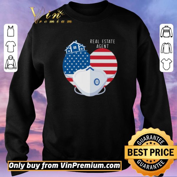 Premium Heart American Flag Mask Real Estate Agent shirt sweater