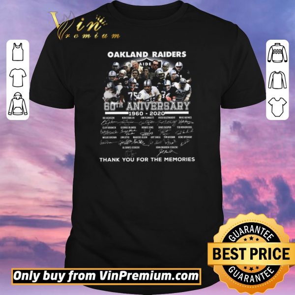 Official Oakland Raider 60th Anversary 1960 2020 Signature Thank You For The Memories shirt sweater
