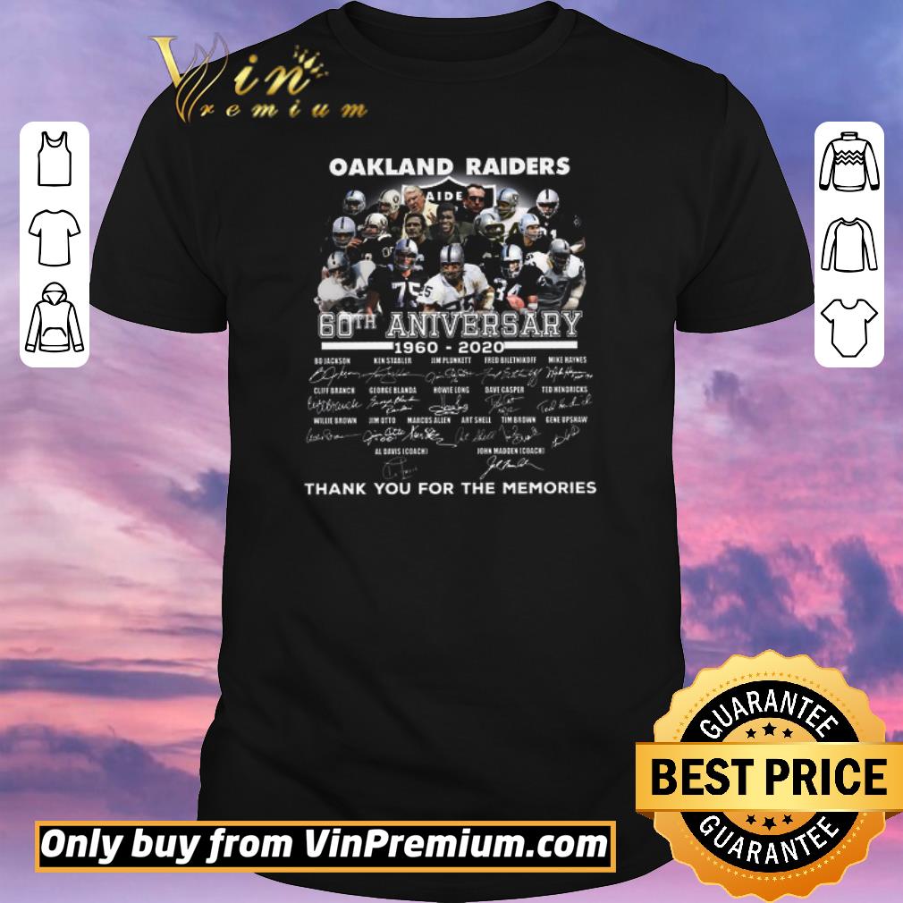 Official Oakland Raider 60th Anversary 1960 2020 Signature Thank You For The Memories shirt sweater