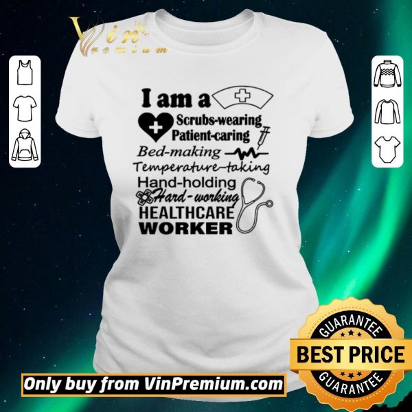 Original Scrubs Wearing Patient Caring Bed Making Temperature Taking Hand Holding Hard Working Healthcare Wo shirt sweater
