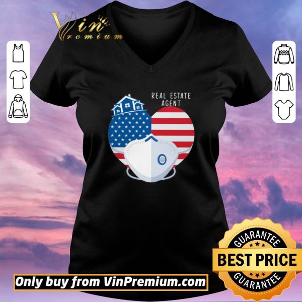 Premium Heart American Flag Mask Real Estate Agent shirt sweater