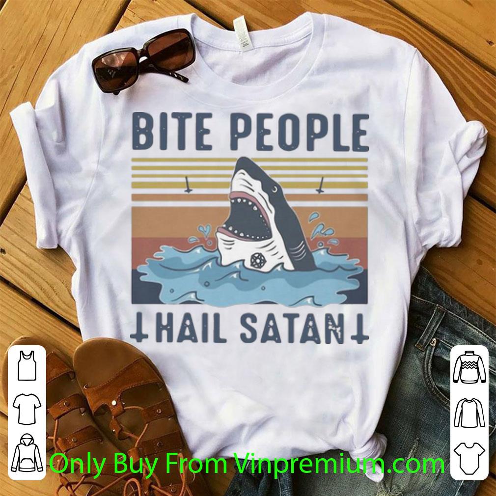 Official Vintage Shark Bite People Hail Satan shirt