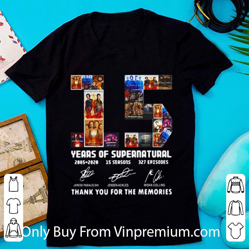 Great 15 Years Of Supernatural Thank You For The Memories Signatures shirt