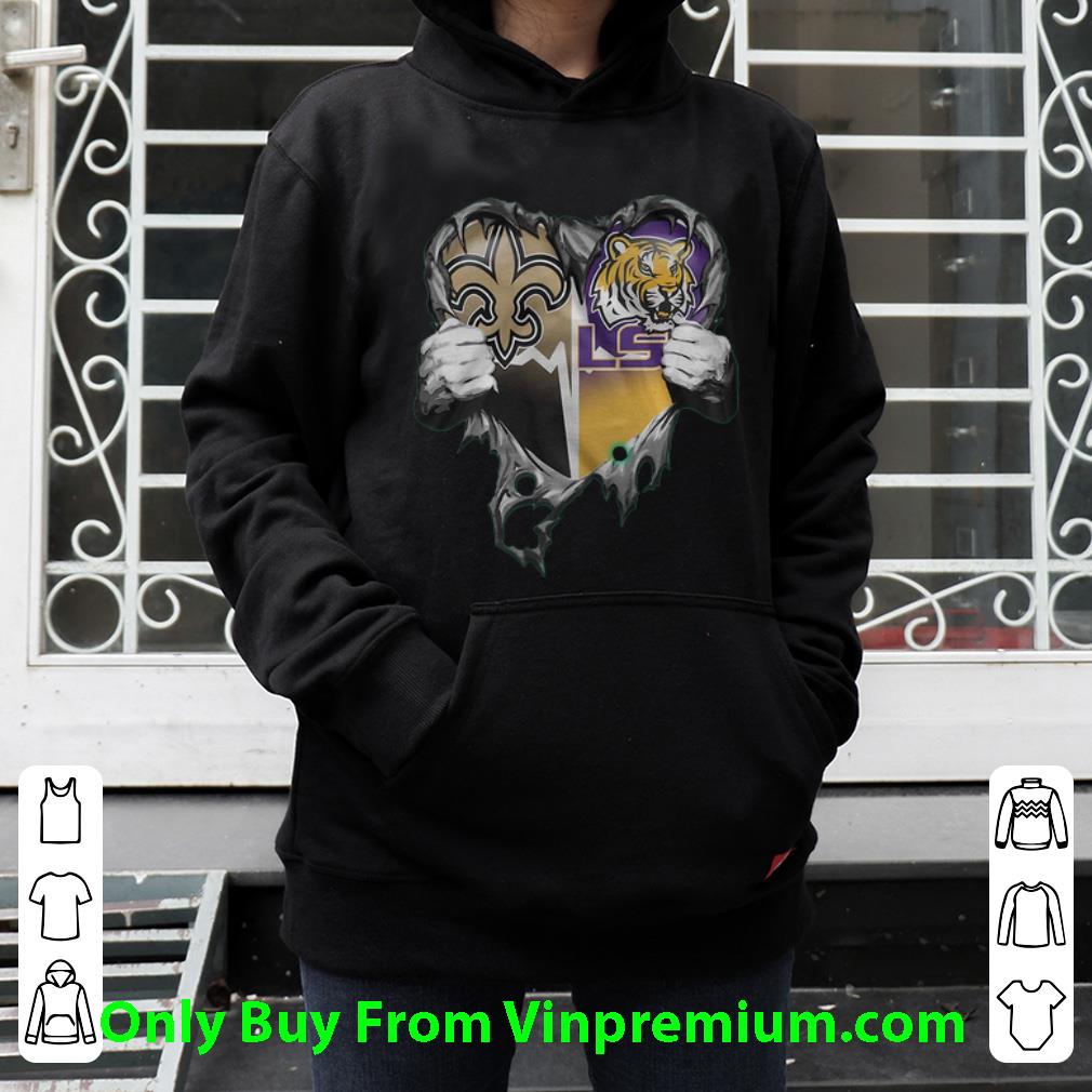 1f495fa1 top new orleans saints and lsu tigers blood inside me heart shirt 4 - Top New Orleans Saints And LSU Tigers Blood Inside Me Heart shirt