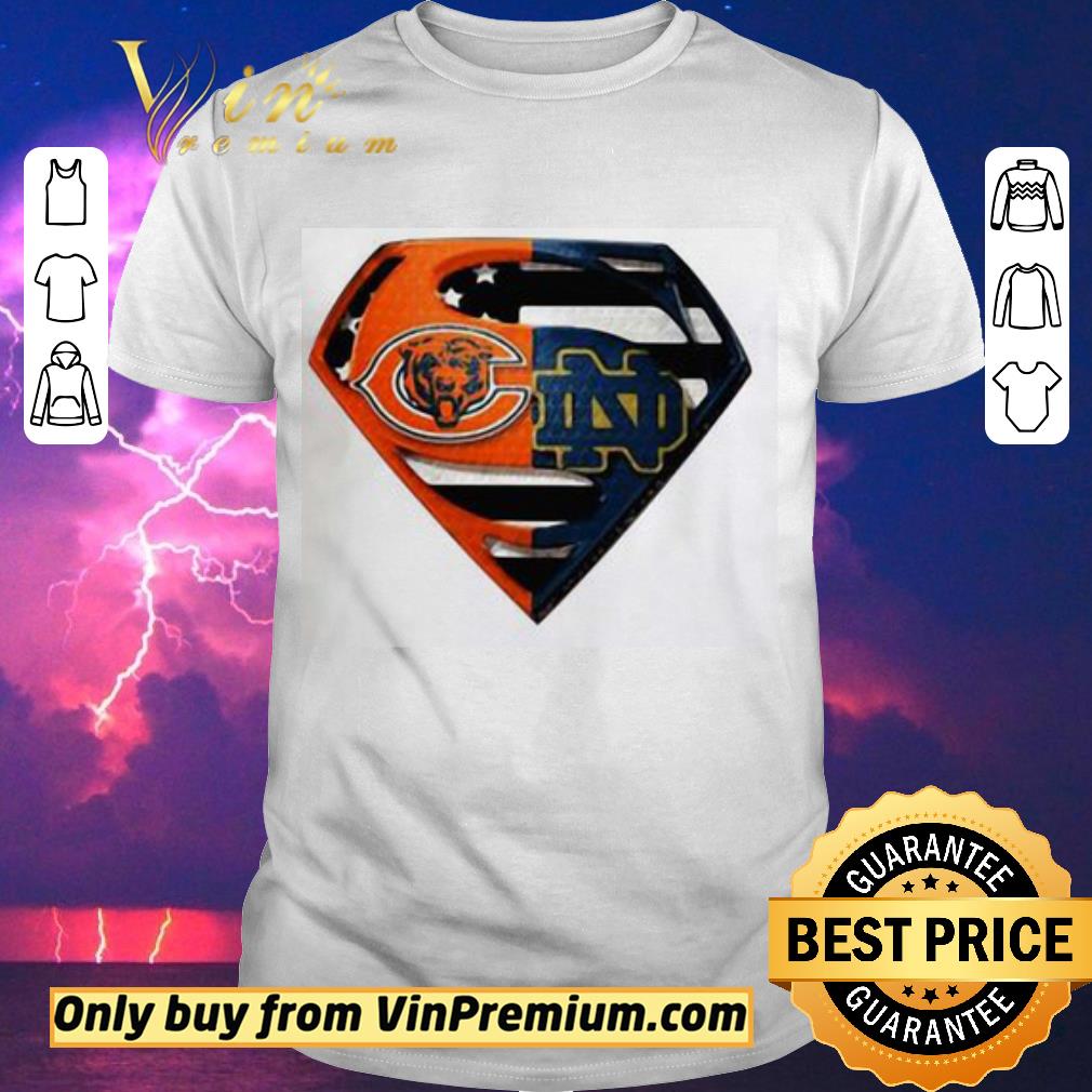 Hot Superhero Chicago Bears And Notre Dame Diamond American Flag Independence Day shirt sweater