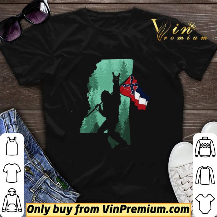 Bigfoot Rock And Roll Mississippi Flag In The Forest shirt sweater