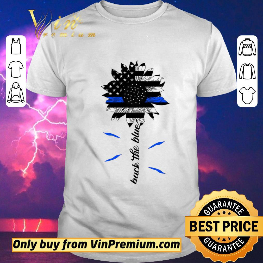 Funny Sunflower American Flag Back The Blue shirt sweater