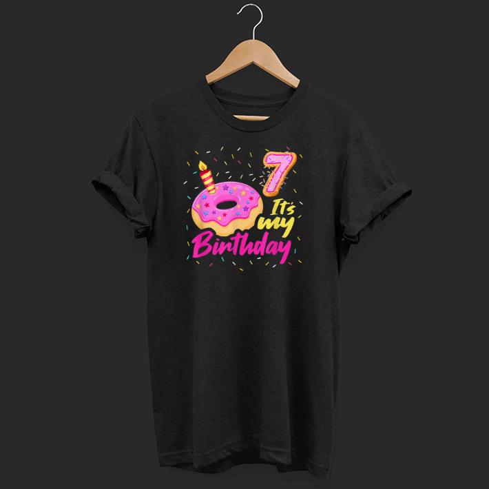 Premium 7th Birthday Girls Donut Sweet Party Donuts Matching Shirt