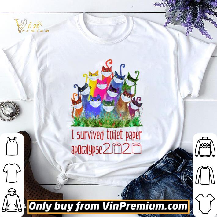 Awesome Original Cats Watercolor Mask I Survived Toilet Paper Apocalypse 2020 shirt sweater