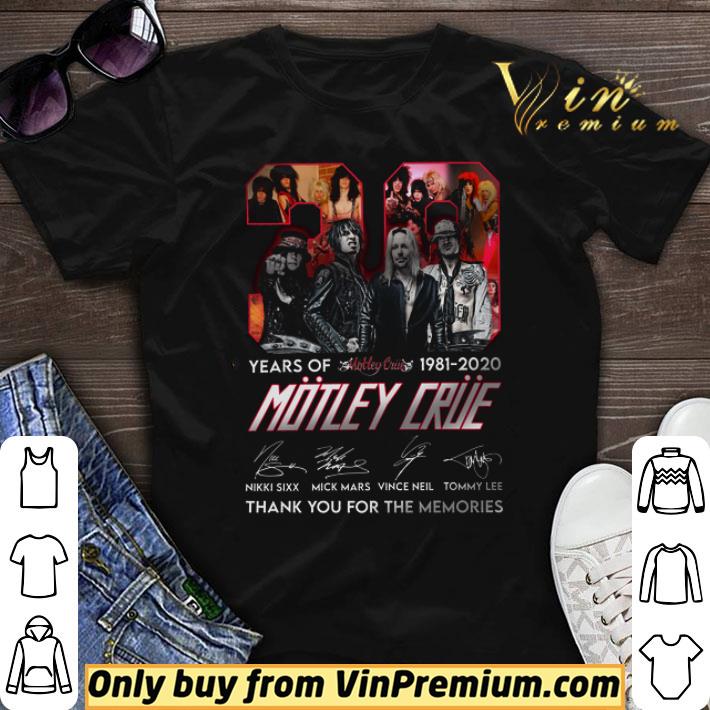 39 Year Of Motley Crue 1981 2020 Signature Thank You For The Memories shirt sweater