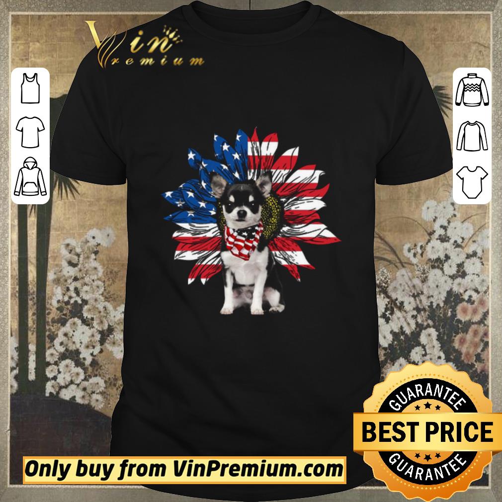 Hot Chihuahua Sunflower American Flag shirt sweater