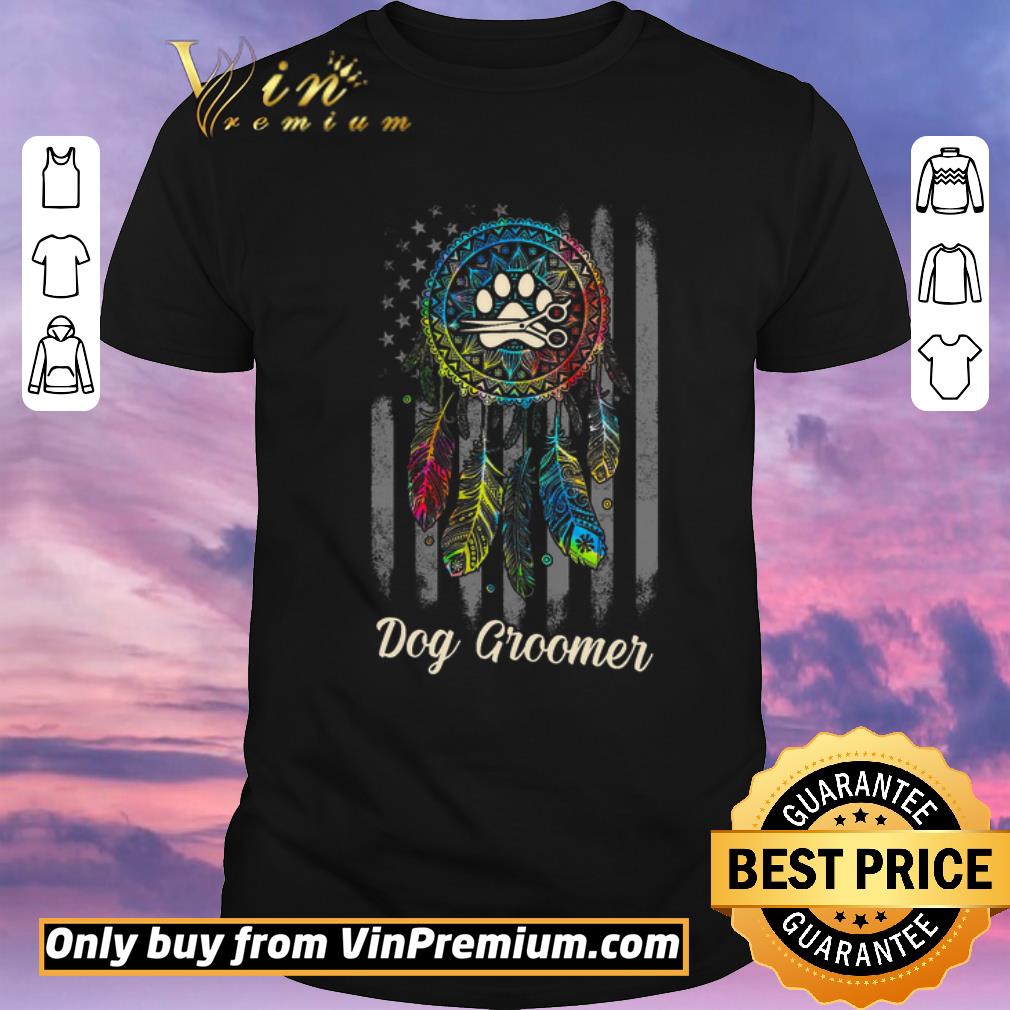 Official Hot Top Dream Catcher Native Color Dog Groomer American Flag shirt sweater