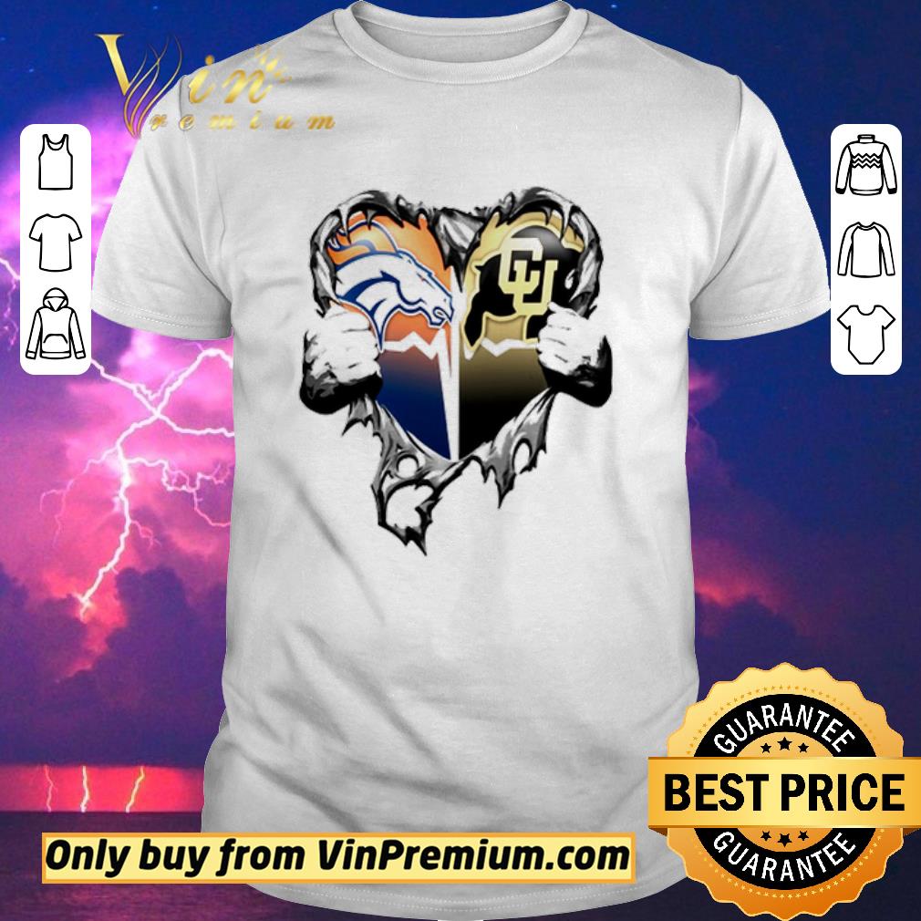 Hot Denver Broncos vs Colorado Boulder heart ripped shirt sweater